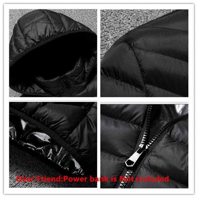 Hochwertige beheizbare Jacken Weste Daunen Baumwolle Herren Damen Outdoor Mantel USB elektrische Heizung Kapuzenjacken warmer Winter ThermalCoat