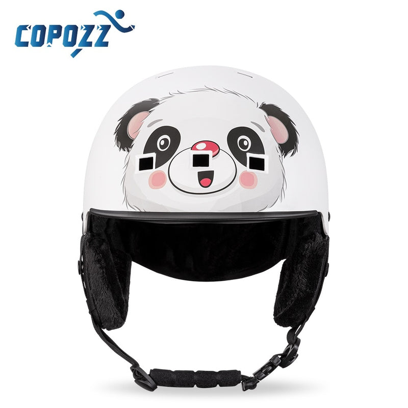 Casco de esquí COPOZZ de dibujos animados para niños, casco de Snowboard de protección para deportes al aire libre moldeado integralmente, equipo de esquí para mujeres