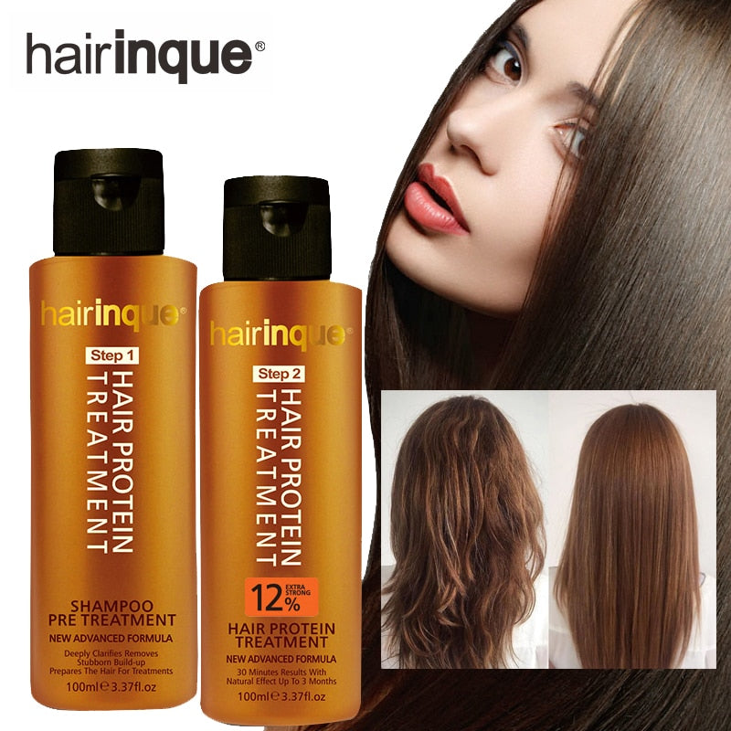 HAIRINQUE 12% Brazilian Keratin Shampoo Hair Care Set 2PCS Hair Straightening Treatment Repair Damaged Hair for Women Men 200ml