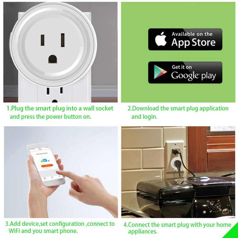 Smart Plug WiFi Mini Socket Smart Outlet, Work with Alexa and Google Home, No Hub Required, Remote Control your Devices