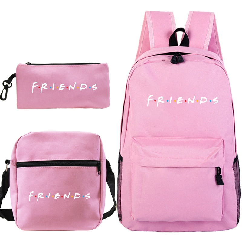 3 Pcs Set Friends Backpack Prints Knapsack for Teenagers Girls Boys Travel Bagpack Children School Bags