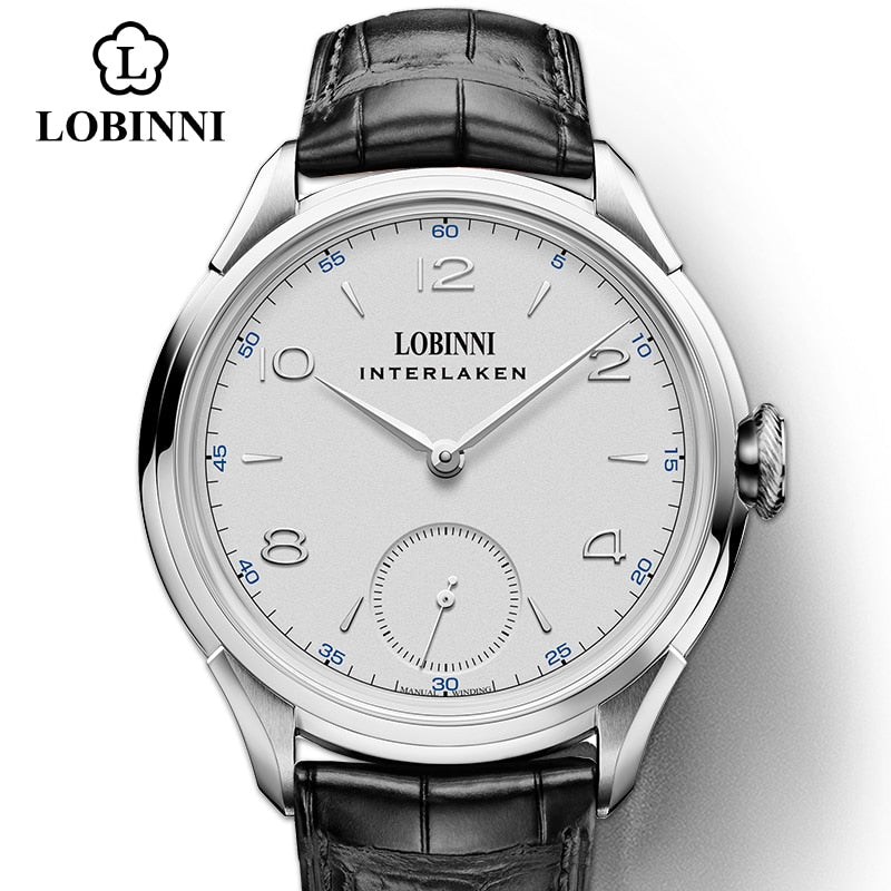 LOBINNI Seagull Mechanische Handaufzugsbewegung Männlichkeit Uhren Luxus Schweiz Marke Mann Wasserdichte Uhr Männliche Armbanduhr