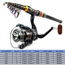 Carbon Fiber Spinning Fishing Rod and 13BB Fishing Reel Combo Telescopic Fishing Pole Spinning Reel Kit