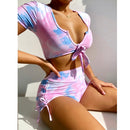New Women Seamless Yoga Set Fitness Sports Suits Gym Clothing Push Up 2 Pieces Bra+Gym Short Pants Female Running Workout Pants