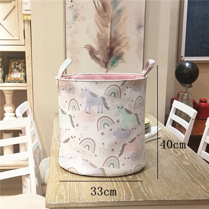 Sundries Storage Barrels High Capacity Pink Cat Dinosaur Foldable Toy Storage Box Home Organizer Dirty Laundry Basket