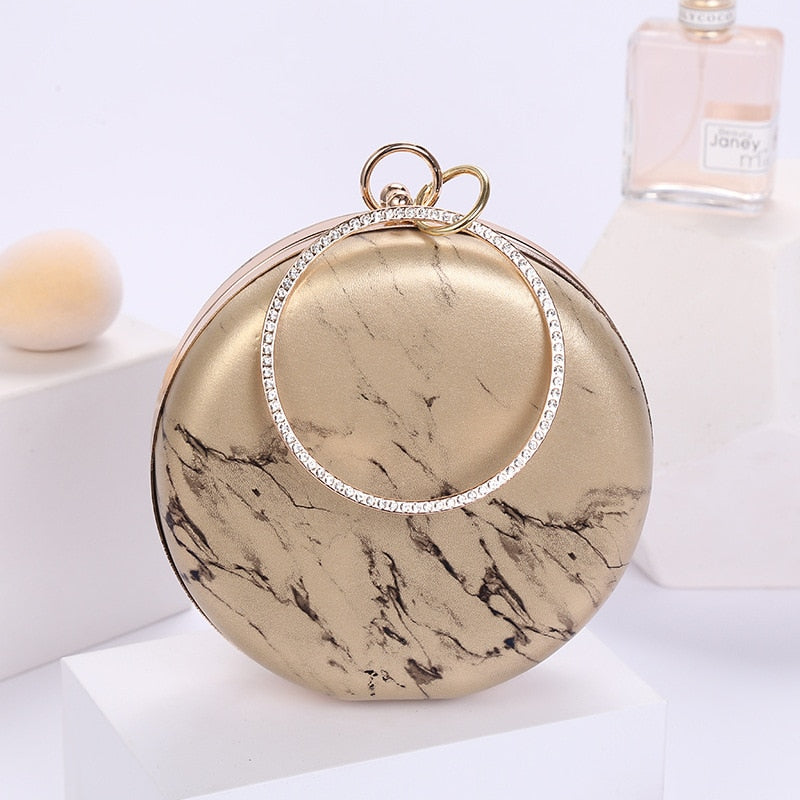 2022 Women handmade round designer evening bag simple PU leather handbag female Clutches Chain Shoulder Bags M1141