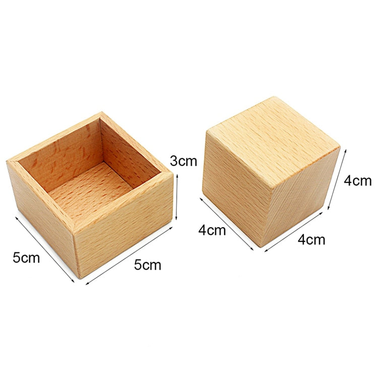 Montessori Neugeborenes Spielzeug Holzobjekt passende Übung Hand gegriffenes Spielzeug Eierbecher Würfel Box Baby Bett Glocke Rassel Stimmgeschenk