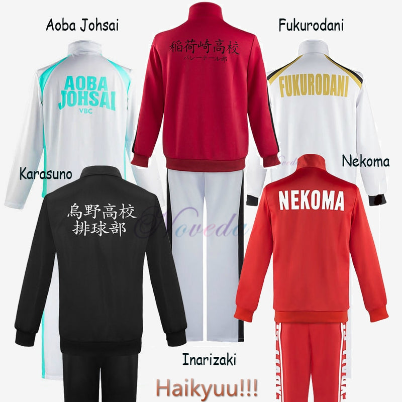 Haikyuu Cosplay chaqueta Anime voleibol ropa deportiva Karasuno Nekoma Aoba Johsai Fukurodani Inarizaki disfraz de uniforme de escuela secundaria