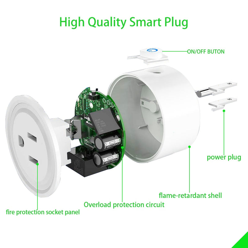 Smart Plug WiFi Mini Socket Smart Outlet, funciona con Alexa y Google Home, no requiere Hub, controla tus dispositivos a distancia