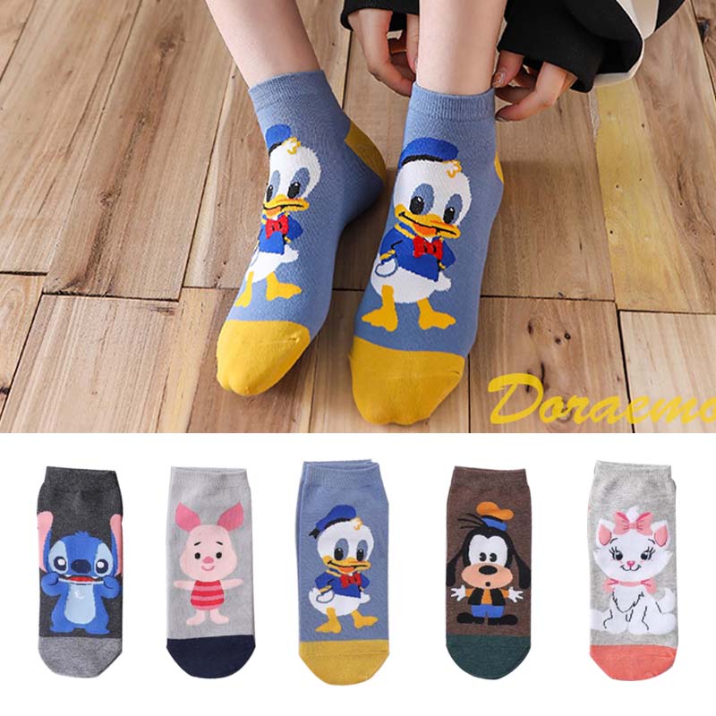 5 Pairs/Lot women socks Casual Korea cartoon animal socks Cotton Cute girl funny mouse duck ankle socks size 35-41 dropshipping