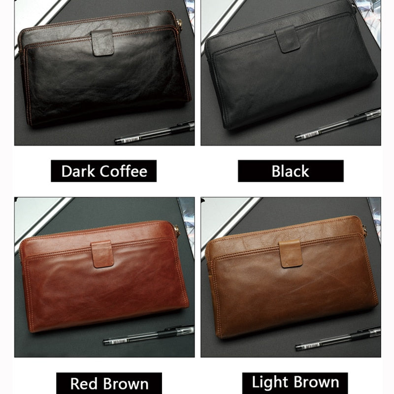 Westal Herren Geldbörse Echtleder Clutch Bag Herren Geldbörse Leder Geldbörse für Kreditkarte Handy Geldbörsen für Reisepass Geldbörsen