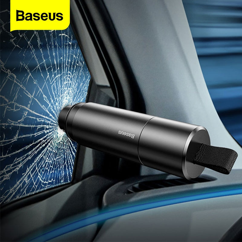 Baseus Car Safety Hammer Car Window Glass Breaker Auto Seat Belt Cutter Knife Mini Life-Saving Escape Hammer Car Emergency Tool