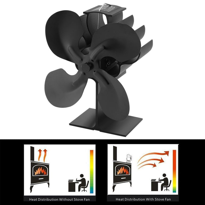 Home Fireplace 4/5 Blades Heat Powered Stove Fan Low Noise Electric Stove Fan Effectively Dispersing Warm Air for Fireplace