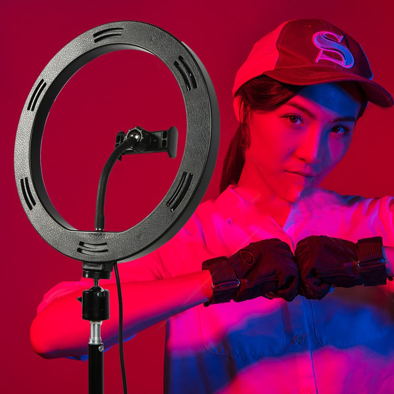 26cm Colorful RGB Ring Light with Stand Phone Tripod Lighting Ring Light with Remote Phone Camera Holder for Tiktok Photo Video