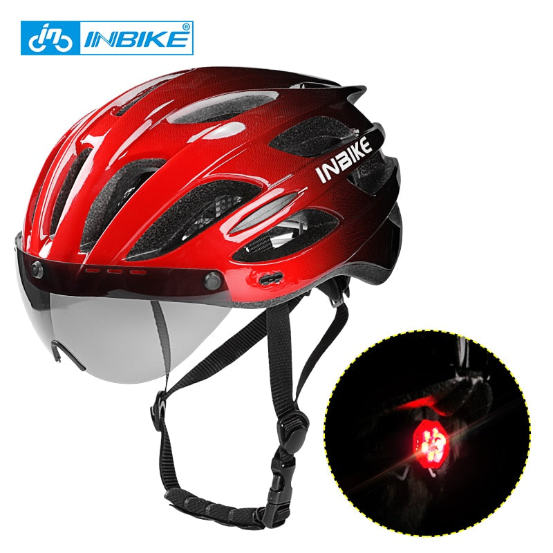 INBIKE Light Bicycle Helmet Safe Hat For Men Women Ultralight MTB Bike Helmet with Taillight Sport Riding Cycling Helmet IH19301