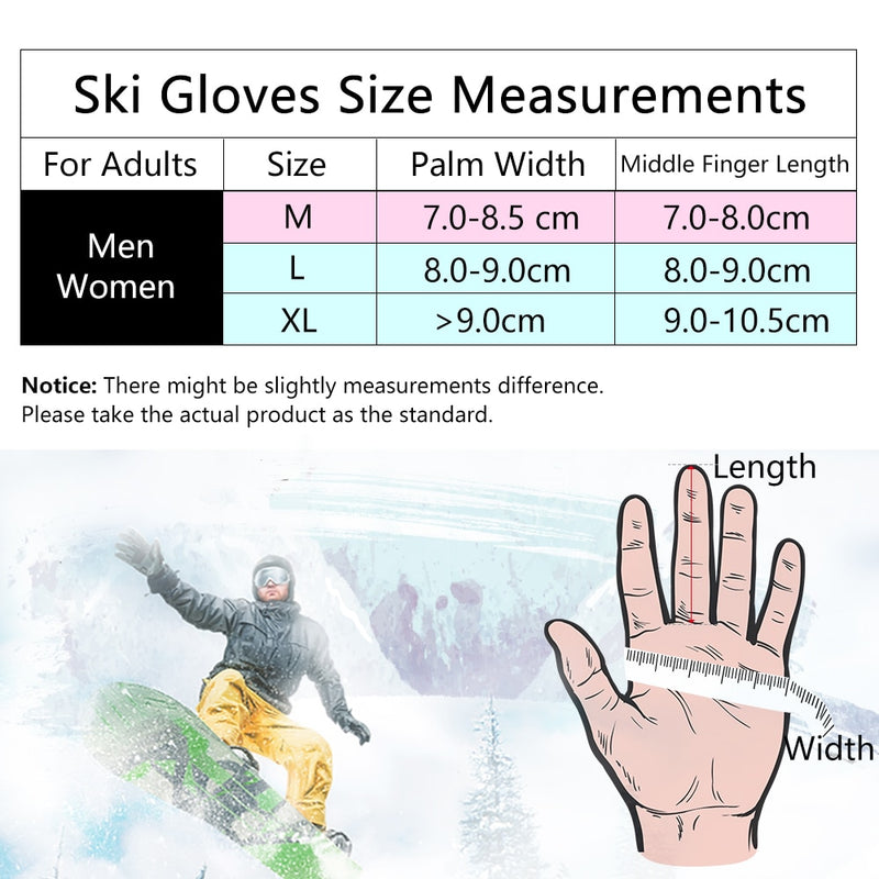 COPOZZ Skihandschuhe Wasserdichte Handschuhe mit Touchscreen-Funktion Thermo-Snowboardhandschuhe Warme Motorrad-Schneehandschuhe Herren Damen