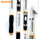 GHOTDA New Design White Spinning Fishing Rod FRP + Carbon Fiber Telescopic Fishing Rods 2.1-3.6M