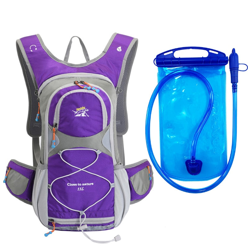 15L Deportes al aire libre Ciclismo Camping Mochila Senderismo Correr Bicicleta Equitación Hidratación Bolsa de agua Paquete Vejiga Mochila con casco Net