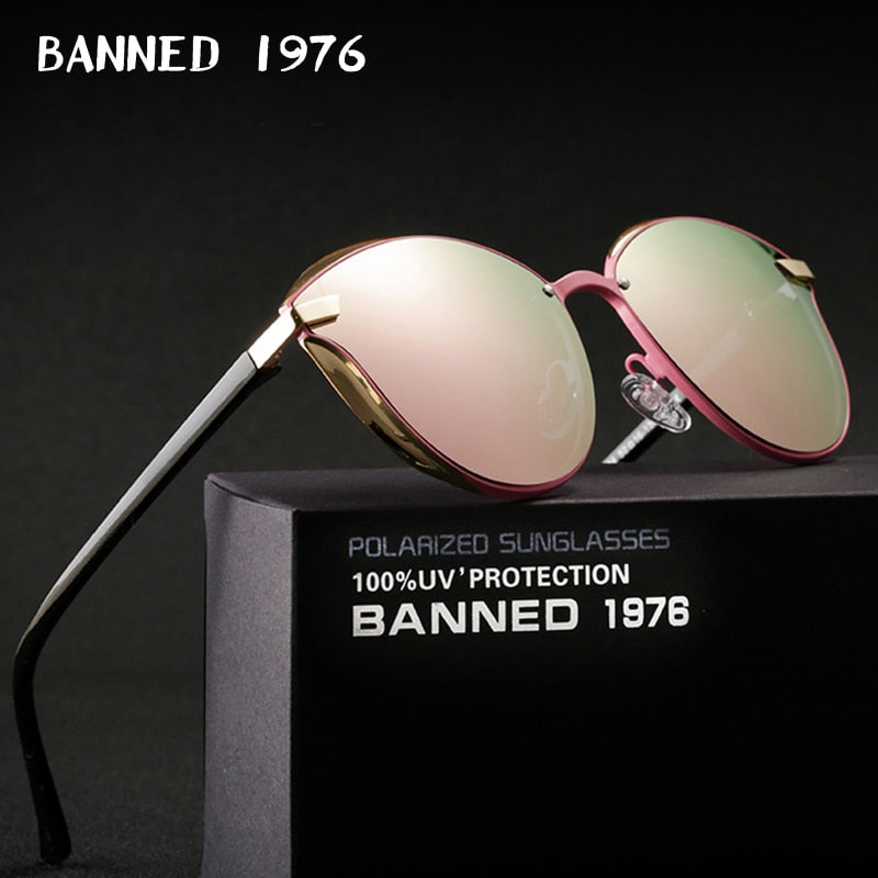 BANNED 1976, gafas de sol de lujo para mujer, gafas de sol redondas a la moda para mujer, Gafas de sol de gran tamaño de diseñador de marca Retro Vintage para mujer, Gafas