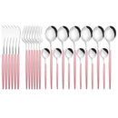 24Pcs/Set Stainless Steel Dinnerware Set Mix Gold Cutlery Set Dinner Knife Fork Coffee Spoon Tableware Kitchen Silverware Sets