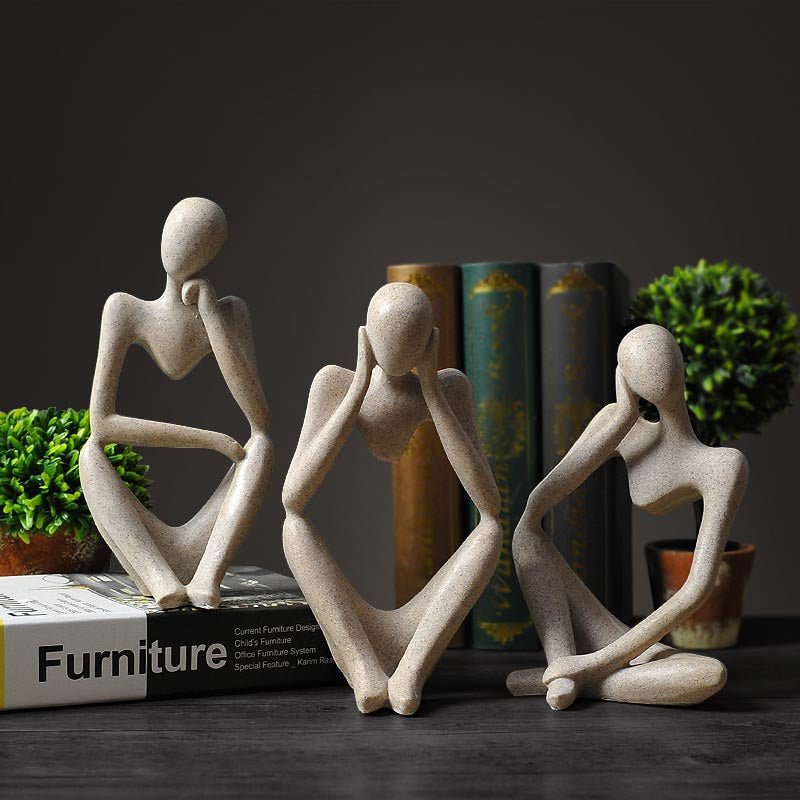 Abstract Thinker Statue Sculpture Nordic Resin Thinker Character Figurine European Style Office Home Decoration Accessories