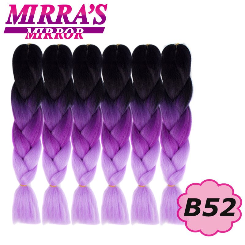 24 Zoll Jumbo Braids Synthetisches Haar für Box Braid Ombre Braiding Hair Extensions Three Tone Schwarz Braun Blau Pink Mirra's Mirror