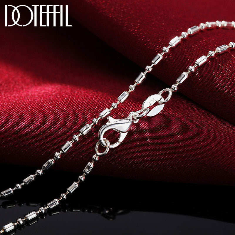 DOTEFFIL 925 Sterling Silver 16/18/20/22/24/26/28/30 Inch Bamboo Chain Necklace For Women Man Fashion Wedding Charm Jewelry