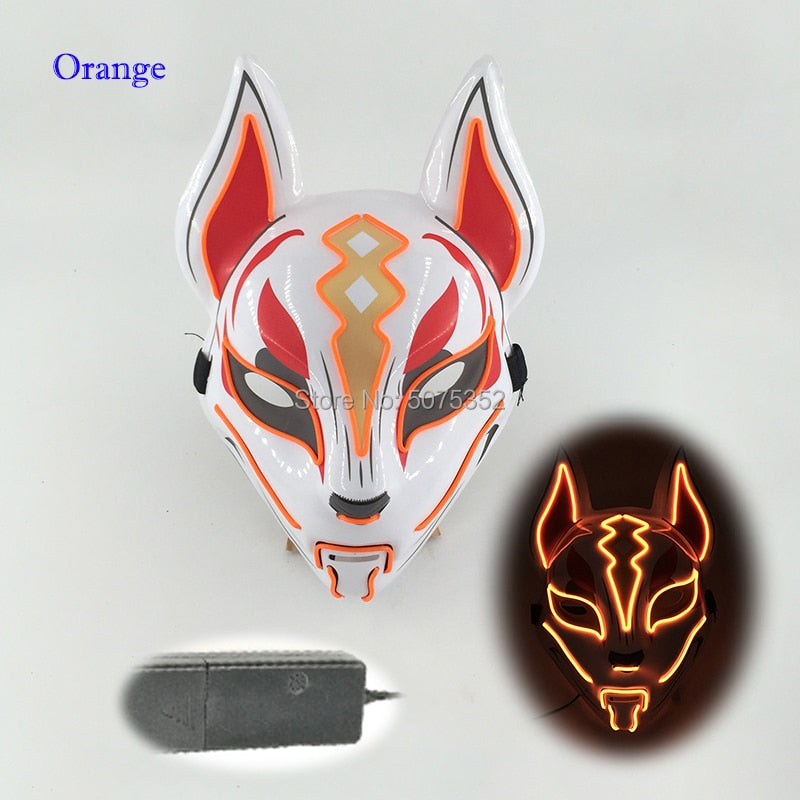 Anime Expro Decor Japanische Fuchsmaske Neon Led Licht Cosplay Maske Halloween Party Rave Led Maske Tanz DJ Zahltag Kostüm Requisiten