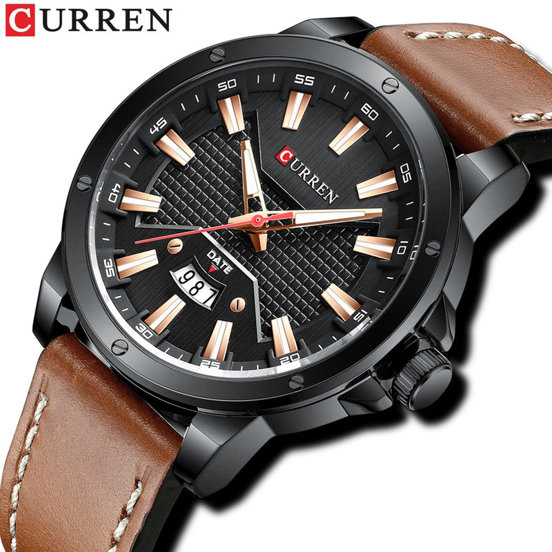 Watches CURREN for Men Luxury Brand Fashion  Quartz Wristwatch with  Leather Strap  Casual Business Clock Male