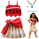 2020 Princess Moana Cosplay Costume for Children Vaiana dress Costume with Necklace for Halloween Costumes for Kids Girls Gifts