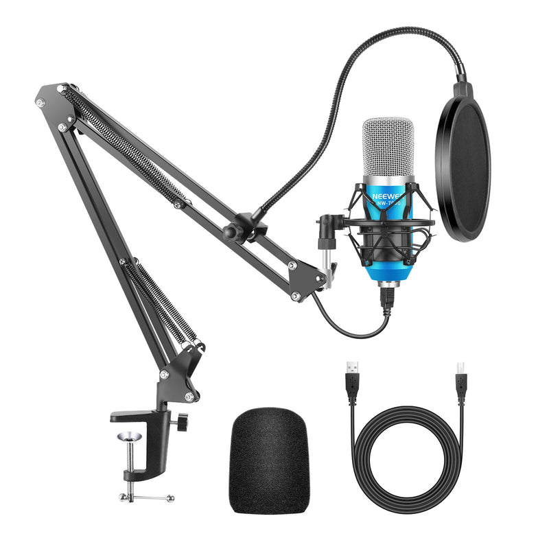 Micrófono usb Neewer para Windows y Mac con soporte de brazo de tijera de suspensión Montaje de choque y kit de abrazadera de montaje de mesa para sonido