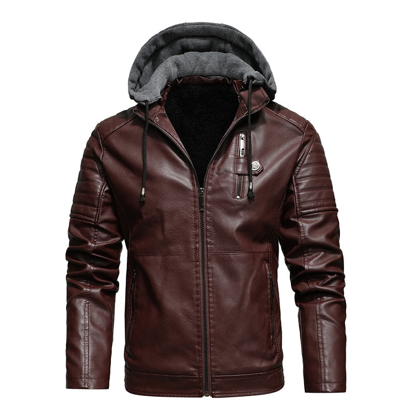Eur/US Size Mens Casual Faux Fur Leather Jacket Motorcycle PU Coats Winter Outerwear Men Fur Collar Jackets Male Brand Clothing