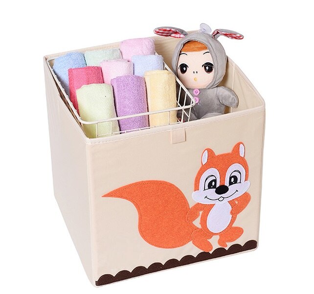 13 inch Foldable Embroidery Animal Cube Storage Box Oxford Fabric Kids Toys Organizers Bins Chest Organizer for Kids Nursery