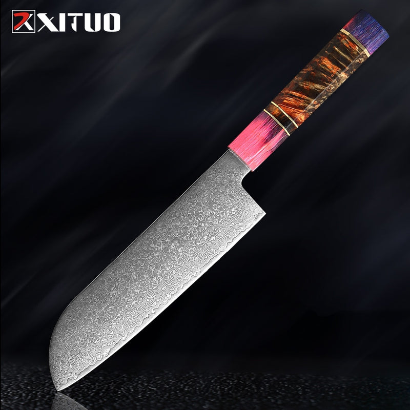 XITUO Chef's Nakiri cuchillo 67 capas japonés Damasco acero Damasco Chef cuchillo 8 pulgadas Damasco cuchillo de cocina madera solidificada HD