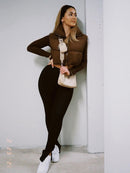 2022 Women Fashion Brown Cropped Vest Coat Female Stand Collar Zipper Waistcoat Ladies Casual Outerwear