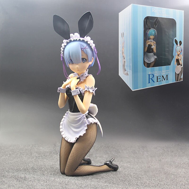30CM Anime Re:Life in a different world from zero Ram&amp;Rem Figure Maid outfit Bunny girl Ram Action Figure PVC Model Toys