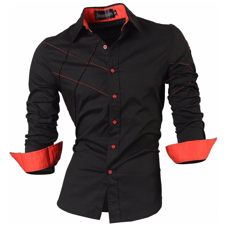 jeansian Spring Autumn Features Shirts Men Casual Long Sleeve Casual Male Shirts Zipper Decoration (No Pockets) Z015