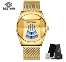 Nuevo deporte BESTWIN, relojes de cuarzo para hombre, reloj de marca de lujo para hombre, reloj de pulsera de silicona, reloj resistente al agua, reloj Masculino