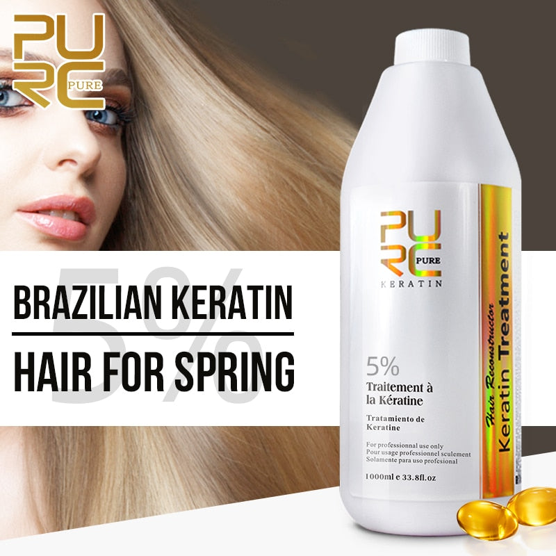 PURC Brazilian Keratin Hair Treatment Formalin 5% 1000ml Straightening For Deep Curly Hair Treatment Hair Scalp Care Products