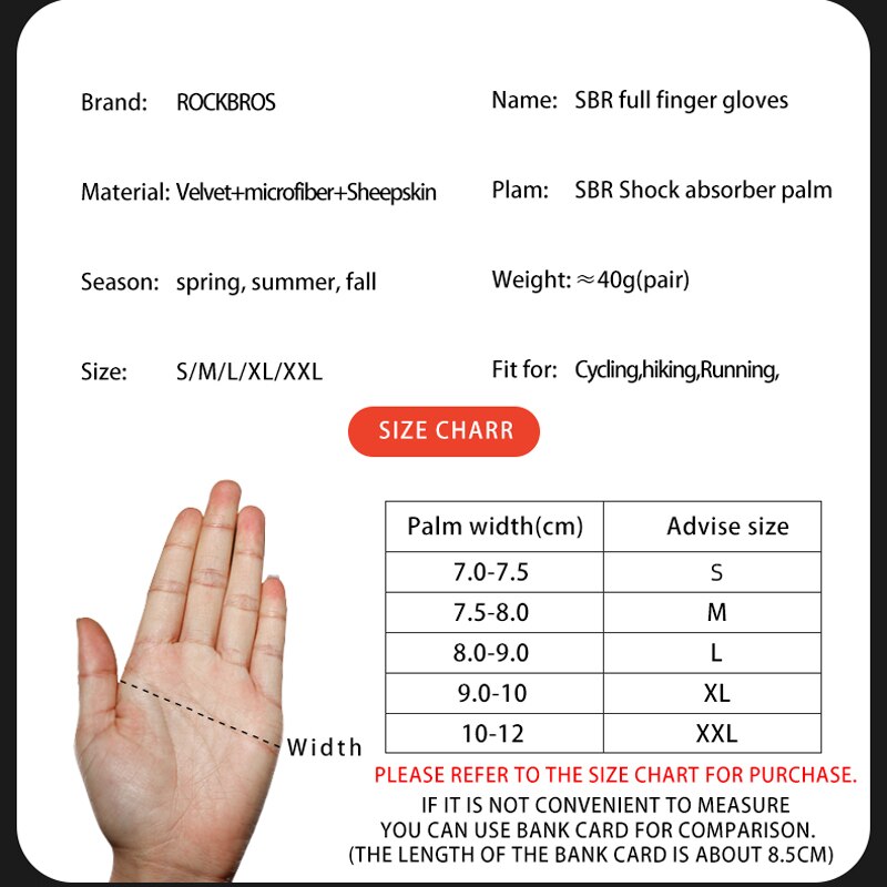 ROCKBROS Fahrradhandschuhe Winddicht Atmungsaktiv Männer Frauen Vollfinger Fahrrad MTB Handschuhe Anti-Rutsch Fahrrad Fahrrad Stoßdämpfender Handschuh