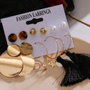 Conjunto de pendientes colgantes Vintage para mujer, pendientes largos de aleación de perlas con borlas acrílicas bohemias, joyería geométrica, regalo de fiesta 2020