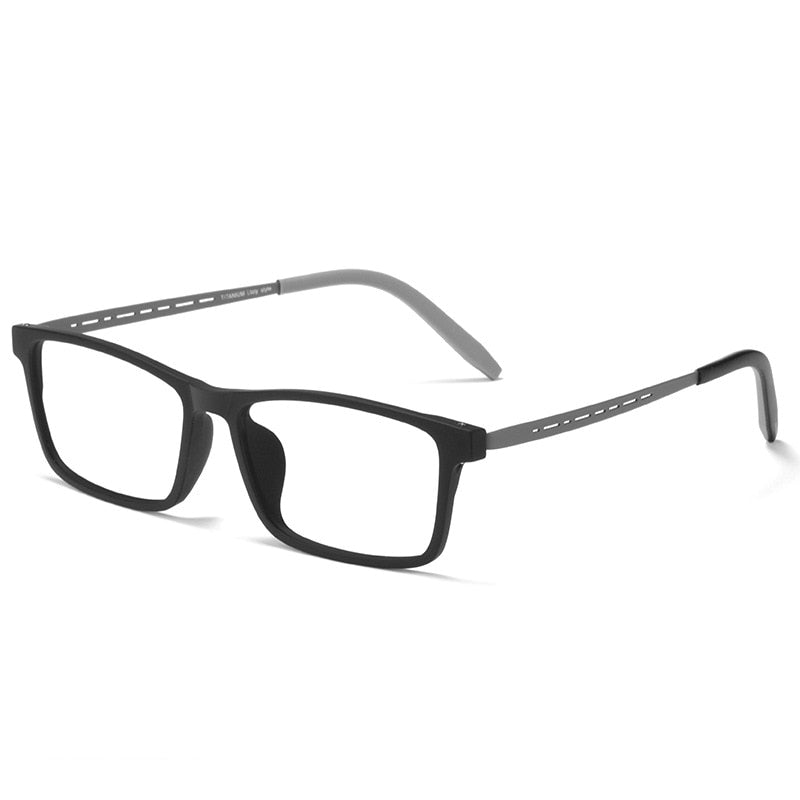 YIMARUILI Ultra-light Fashion Flexible TR90 Square Eyewear Pure Titanium Optical Prescription Eyeglasses Frame For Men 8822T