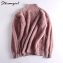 Thick Winter Sweater Women Warm White Turtleneck Fluffy Women&