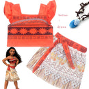 2020 Princess Moana Cosplay Costume for Children Vaiana dress Costume with Necklace for Halloween Costumes for Kids Girls Gifts
