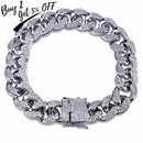 TOPGRILLZ Hip Hop Male Jewelry Bracelet Copper Iced Out Gold Color Plated CZ Stone 14mm Chain Bracelets With 7" 8" Two sizes
