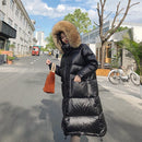 Huge Real Raccoon Fur 2021 Winter Long Down Jacket Women White Duck Down Coats Loose Hooded Parka Thick Warm Windproof Overcoat