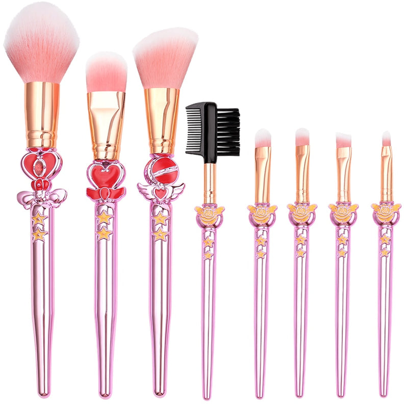 New 8pcs Pro Makeup Brushes Sets &amp; Kits Moon Anime Soft Hair Blusher Concealer Eye Shadow FOUNDATION Lip Brush Cosmetics Tool