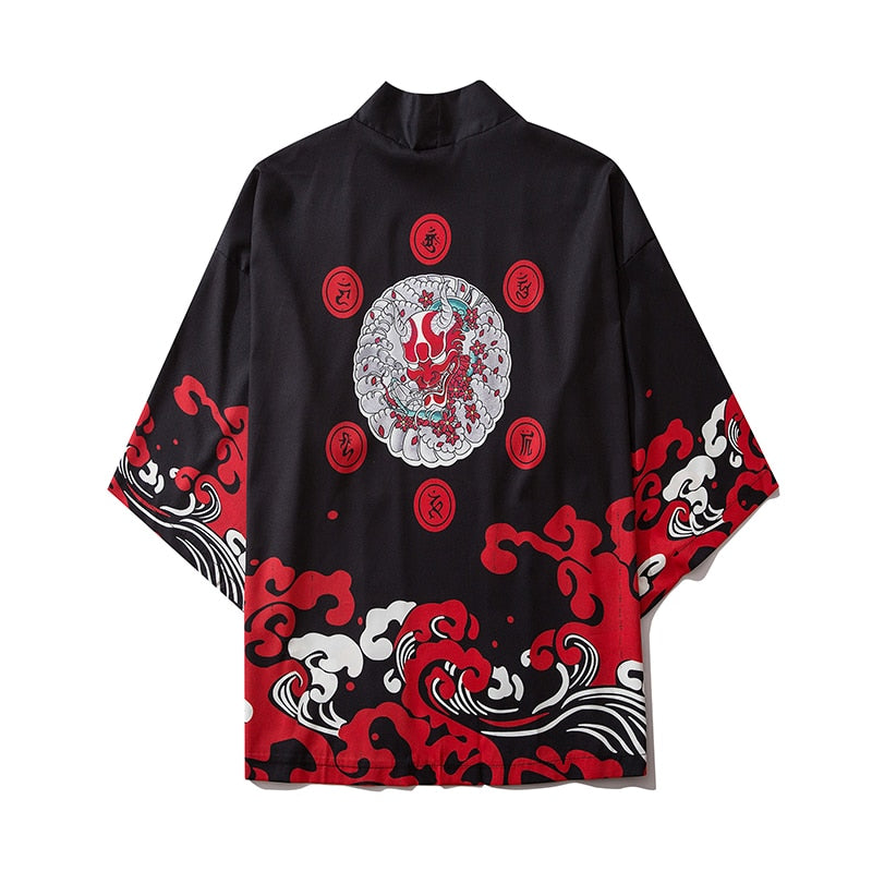 Bebovizi Japanese Demon Kimono Men Cardigan Shirt Yukata Man Haori Obi Clothes Tradition Clothing Male China Kimono Robe