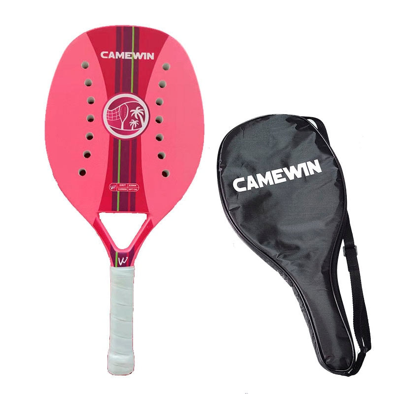 Camewin Professional Full Carbon Beach Tennis Paddle Racket Soft EVA Face Tennis Raqueta With Bag For Adult