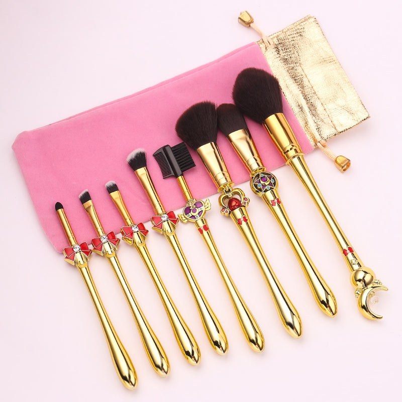 New 8pcs Pro Makeup Brushes Sets &amp; Kits Moon Anime Soft Hair Blusher Concealer Eye Shadow FOUNDATION Lip Brush Cosmetics Tool